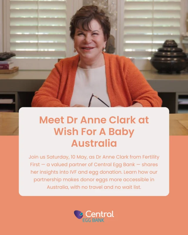 Meet Dr Anne Clark at @wishforababy_australia. 👶

Dr Anne Clark, Medical Director of @fertility_first and one of Australia’s most respected fertility specialists, will be speaking at the Wish for a Baby conference in Sydney this Saturday, May 10.

Dr Clark has been a trusted partner of Central Egg Bank since the very beginning. Fertility First has worked closely with us over many years to help bring hope to so many intended parents across Australia.

With over 28 years of experience, Dr Clark will be sharing her insights into fertility, IVF, and egg donation — including how our partnership is helping make egg donation more accessible, without the need to travel overseas and with no waiting list. ❤️

Whether you're just beginning your fertility journey or looking for answers after a long road, this event is a safe and supportive space to learn, connect, and feel empowered.

✔️ Free to attend.
✔️ Speak directly with fertility experts.
✔️ Explore options like IVF, surrogacy and egg donation.

See you there!

#eggdonation #eggdonationaustralia #infertility #fertility #eggdonor #intendedparents #family #fertilityjourney #infertilityawareness #eggdonors #baby #pregnancy #ivfpregnancy #eggdonoragency #eggdonoragencyaustralia #fertilitysupport #fertilitytreatment #eggdonorjourney #fertilityawareness #wishforababy2025